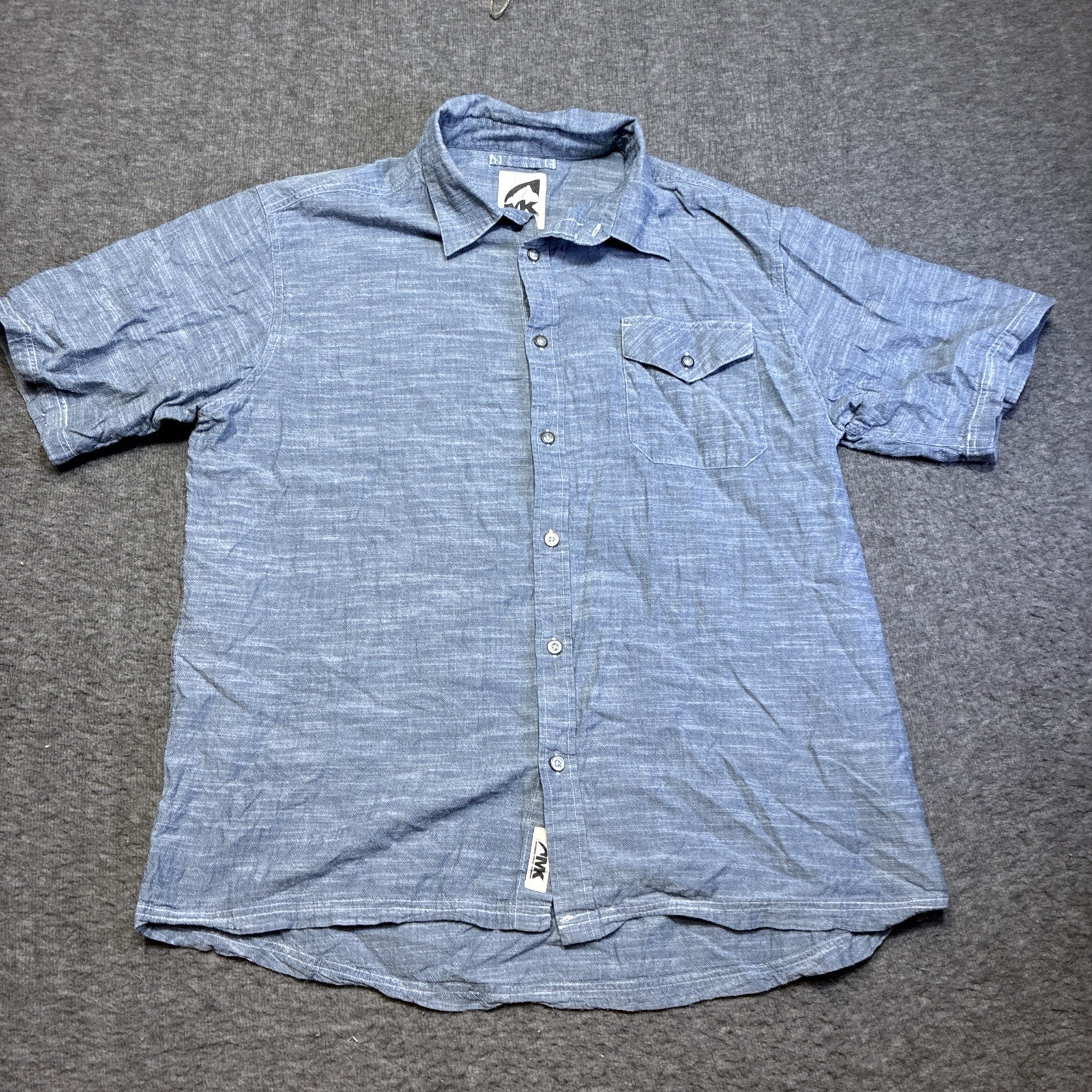 Mountain Khakis Shirt Mens Large Blue Chambray Denim Button Down Cotton